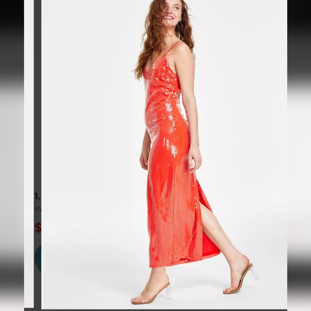 NWT 1. STATE Women's Sequin Sleeveless Midi Slip Dress In Summer Fig Size 8 $139 - Picture 12 of 12